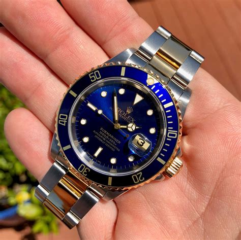 rolex submariner blue gold two tone|rolex submariner two tone price.